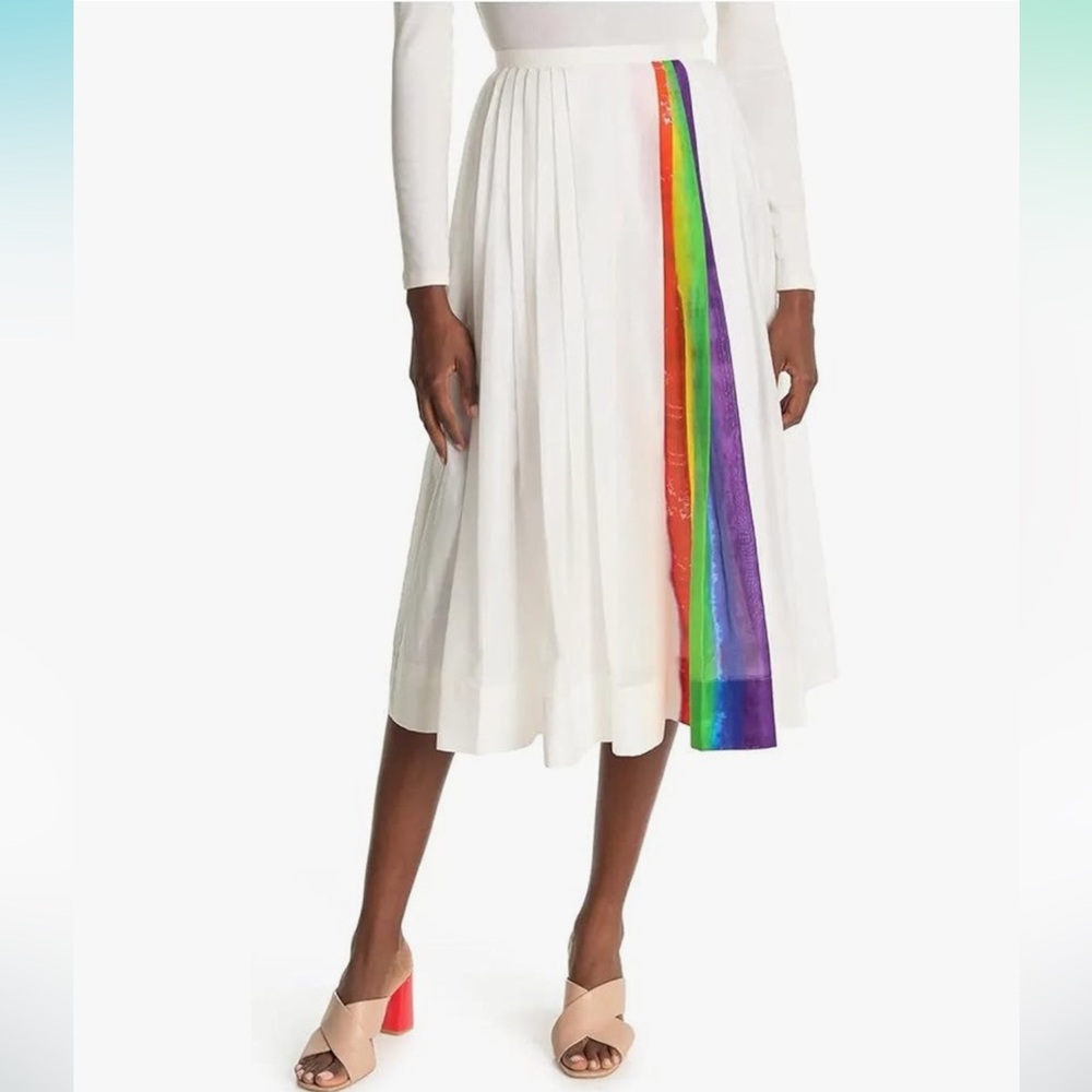 NWT Burberry Morlaix Rainbow Striped Skirt